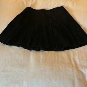 Box pleat suede mini skirt